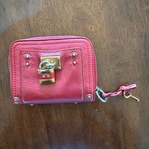 Chloe paddington vermillion red leather studded wallet